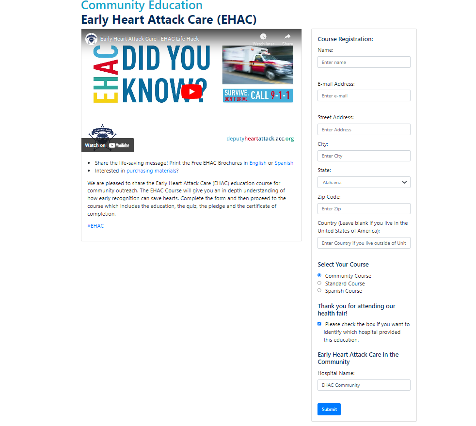 Legacy EHAC registration for Community