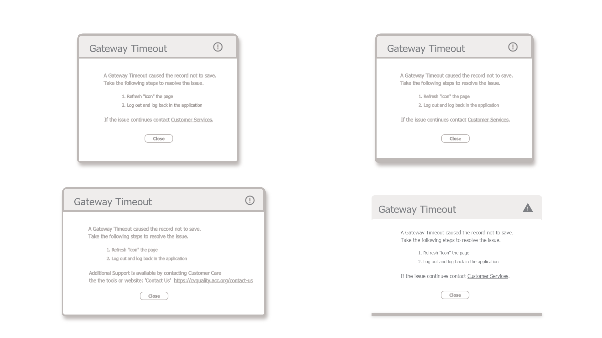 Gateway Timeout Wireframes