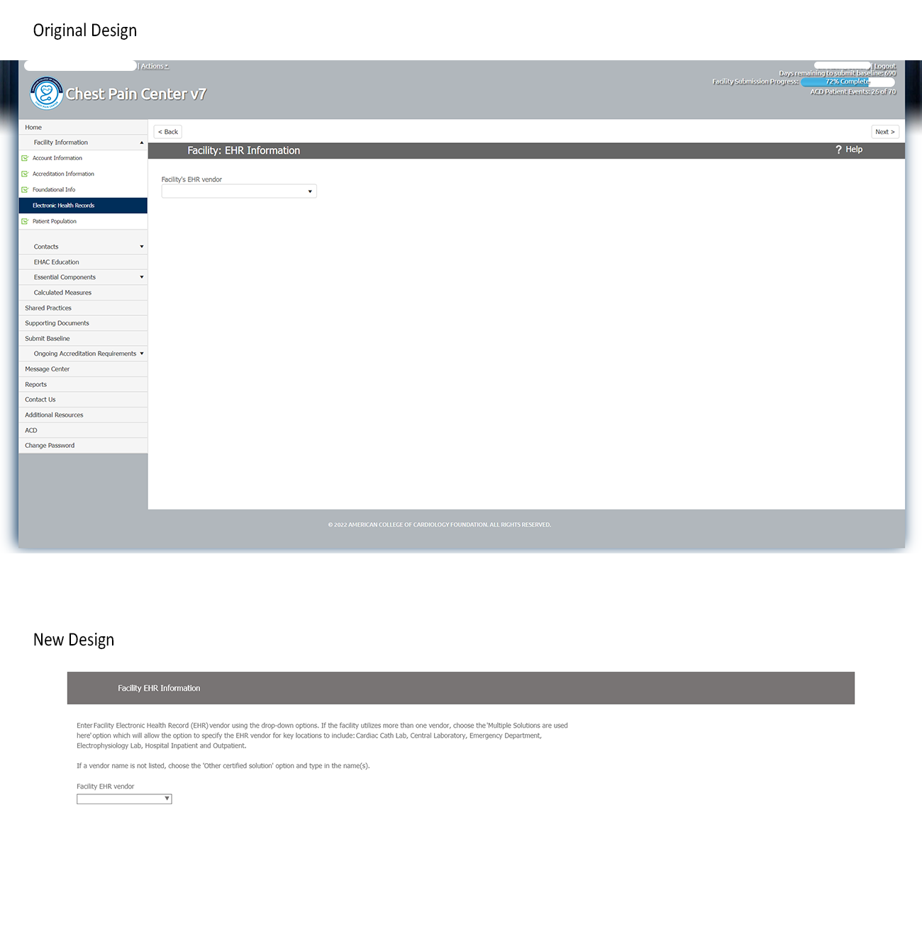 Original and New Electronic Health Record